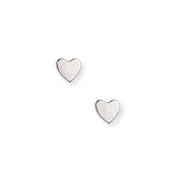 9ct White Gold Plain Heart Stud Earrings SE128