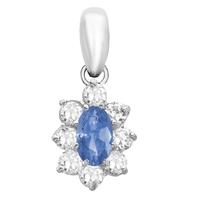 9ct white gold blue oval pendant 5635054