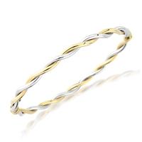 9ct two colour gold oval twist bangle bn384