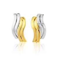 9ct Two Colour Double Wave Studs SE481