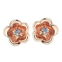 9ct Rose Gold Diamond 0.01ct Flower Earrings E3164R-10