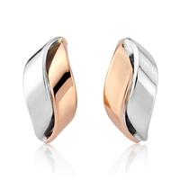 9ct Rose and White Gold Double Twist Stud Earrings SE484