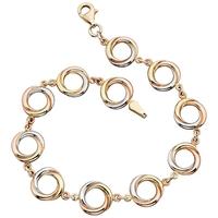 9ct gold three colour open twisted rings bracelet gb404