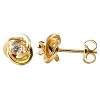 9ct Gold Clear CZ Knot Stud Earrings 1570213