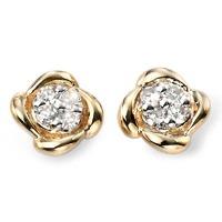 9ct Gold Small Diamond Cluster Flower Studs GE976