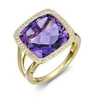 9ct Gold Amethyst Square Cluster Ring 9DR400-AM-Y