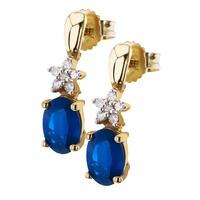 9ct Gold Sapphire 5 Diamond Dropper Earrings VE0S296 9KY-SAPH