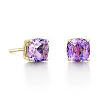 9ct gold four claw square amethyst stud earrings 9er357 am y