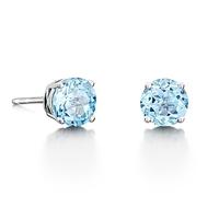 9ct Gold Four Claw Round Blue Topaz Stud Earrings 9ER358-BT-W