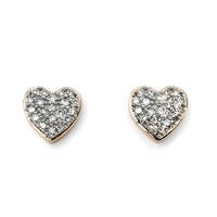 9ct Gold Diamond Pave Heart Studs GE931