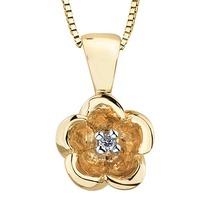 9ct Gold Diamond 0.01ct Flower Pendant P3164C-10