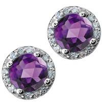 9ct white gold amethyst and diamond round stud earrings e2912w 10 amy