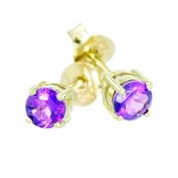 9ct Gold 4mm Amethyst Round Earrings GE5699RA