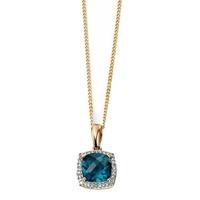 9ct Diamond London Blue Topaz Cluster Pendant GP964T GN141