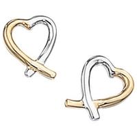 9ct 2 Colour Open Heart Studs GE285