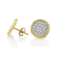 9ct Gold 10mm Round Pave Crystal Studs SE477