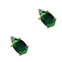 9ct Emerald and Diamond Oval Stud Earrings G40-5424-04