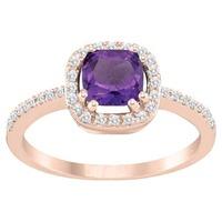 9ct Rose Gold Amethyst and Diamond Cluster Ring SKR12209-A M
