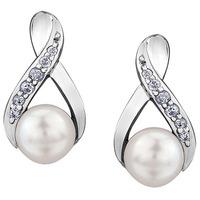 9ct white gold cultured pearl and diamond twist stud earrings e3574w 1 ...