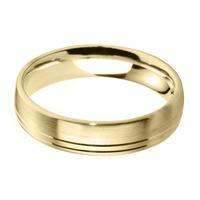 9ct Yellow Gold 5mm Flat Court Matt and Polished Double Lined Ring BFC5.0M/F12 9Y