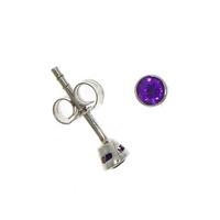 9ct white gold 3mm round rubover amethyst stud earrings 0320108