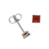 9ct White Gold 3mm Square Bezel-set Fire Opal Stud Earrings 03.20.152