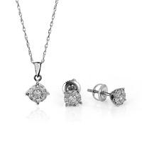 9ct White Gold Diamond Jewellery Set SKS16518-50