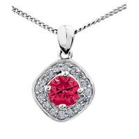 9ct White Gold Round Ruby and Diamond Cluster Pendant P2880W/40C-10 RUBY