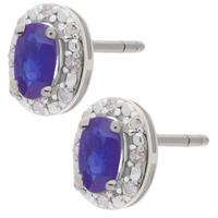 9ct white gold oval tanzanite and diamond cluster earrings bs0006e t2a