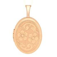9ct rose gold 25x16mm etched flower oval locket 5652251