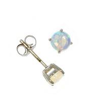 9ct White Gold 5mm Round Claw-Set Opal Stud Earrings 03.20.271