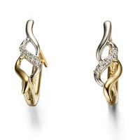 9ct gold two colour diamond swirl earrings 3409152002