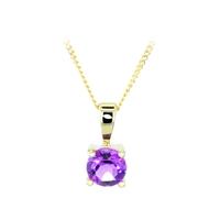 9ct Gold Amethyst Four Claw Round Pendant GP5693RA-GCHN18