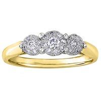 9ct Gold Diamond Triple Cluster Ring 3971/26-9 O