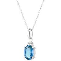 9ct White Gold Oval Blue Topaz and Diamond Cluster Pendant CP6655 9KW/B/TOPAZ