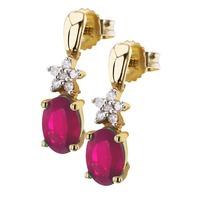 9ct Gold Ruby 5 Diamond Dropper Earrings VE0S296 9KY/RUBY