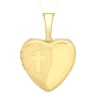 9ct 18x12mm Etched Cross Heart Locket 1.65.2161