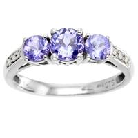 9ct white gold 3 stone tanzanite diamond shoulder ring cr9576 9kw tanz ...