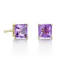 9ct gold four claw round amethyst stud earrings 9er359 am y