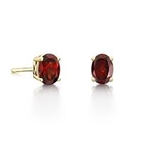 9ct Gold Four Claw Oval Garnet Stud Earrings 9ER360-GN-Y