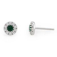 9ct white gold diamond emerald cluster stud earrings 3408054014