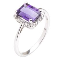 9ct White Gold Amethyst Rectangular Cluster Ring 9DR276-AM-W L