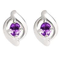 9ct White Gold Amethyst Crossover Stud Earrings 5185E/9W/AMY