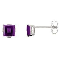 9ct white gold square amethyst stud earrings 4957e9wa