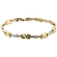 9ct gold two colour kiss diamond cut bar bracelet 2268132