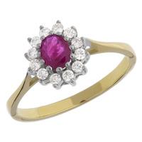 9ct Gold Diamond Ruby Oval Ring DRR138-L