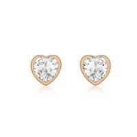 9ct rose gold cubic zirconia heart stud earrings 5588383