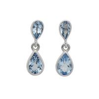 9ct white gold double pear cut aquamarine dropper earrings 0320330