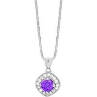 9ct White Gold Round Amethyst And Diamond Pendant P2912WC-10-AMY