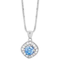 9ct White Gold Round Blue Topaz And Diamond Pendant P2912WC-10-BT